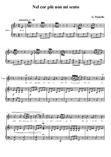 La bella molinara. Nel cor più non mi sento, R 1.76: Piano-vocal score (F Major) by Giovanni Paisiello