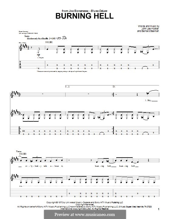 Burning Hell (Joe Bonamassa): For guitar with tab by Bernard Besman