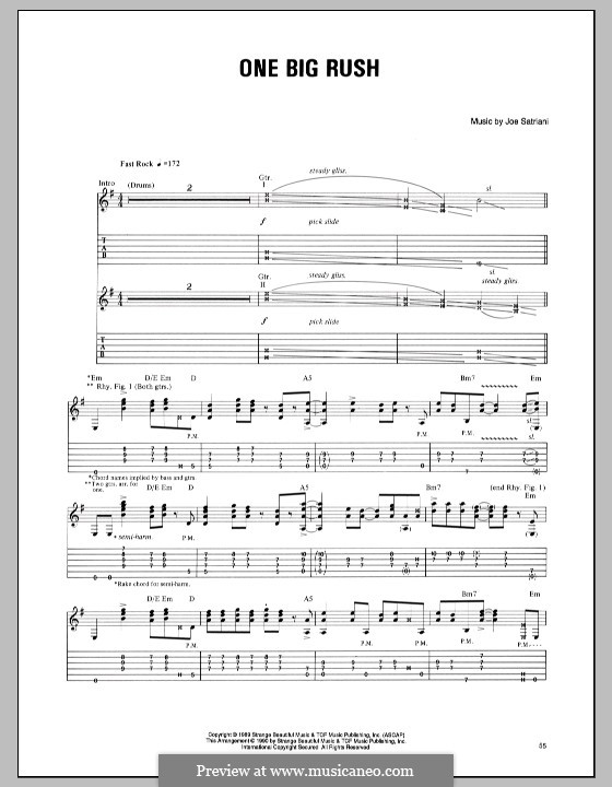 One Big Rush: For guitar with tab by Joe Satriani