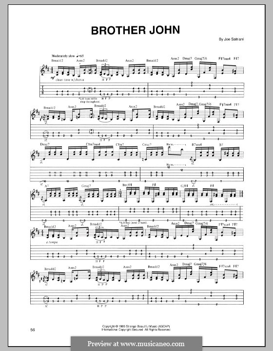 Brother John by J. Satriani sheet music on MusicaNeo