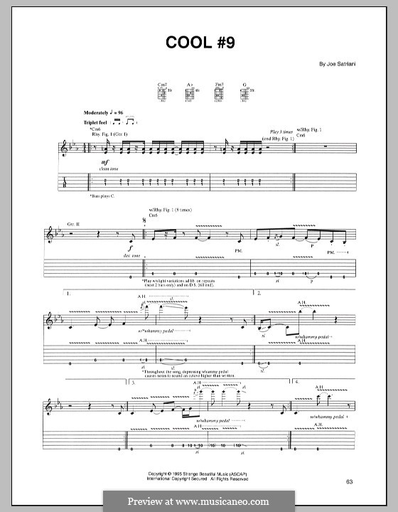 Cool No.9: For guitar with tab by Joe Satriani