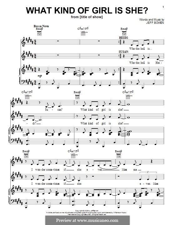 What Kind of Girl Is She?: For voice and piano (or guitar) by Jeff Bowen