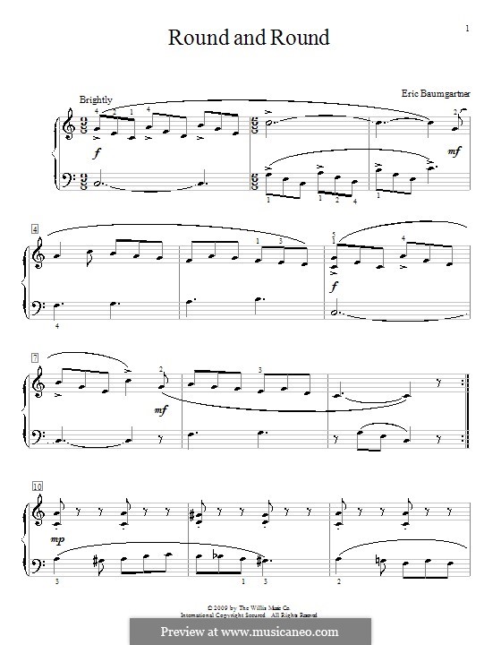 Round and Round: For piano by Eric Baumgartner