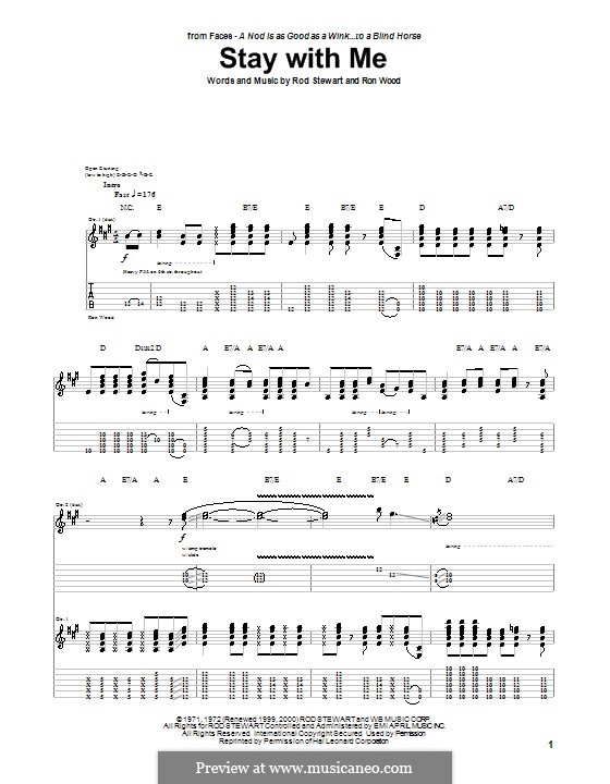 Stay with Me (The Faces): For guitar with tab by Ron Wood