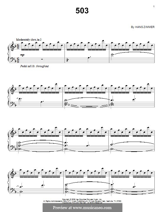 503: For piano by Hans Zimmer