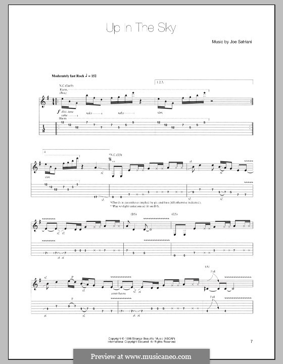 Up in the Sky: For guitar with tab by Joe Satriani