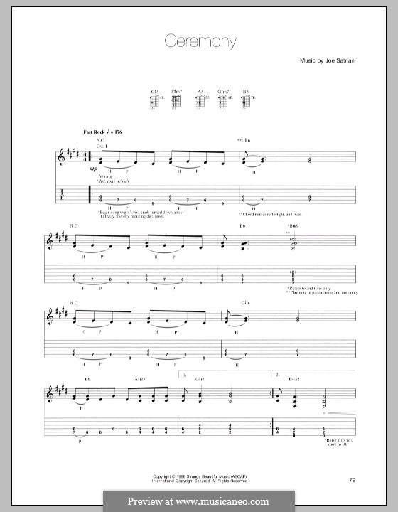 Ceremony: For guitar with tab by Joe Satriani