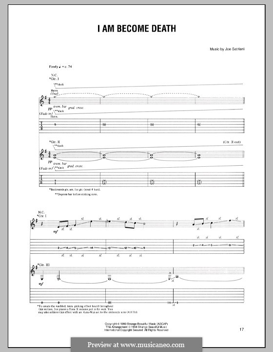 I am Become Death: For guitar with tab by Joe Satriani