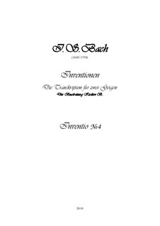 No.4 in D Minor, BWV 775: For two violins, score and parts by Johann Sebastian Bach
