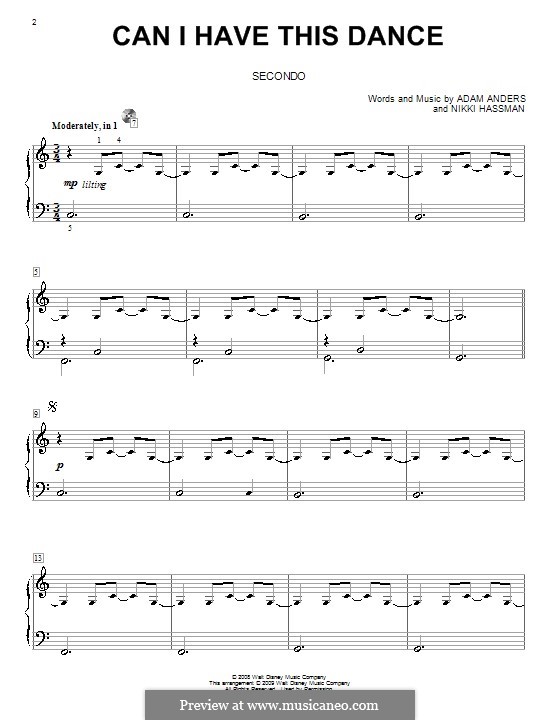 Can I Have This Dance (High School Musical 3): For piano four hands by Adam Anders, Nikki Hassman