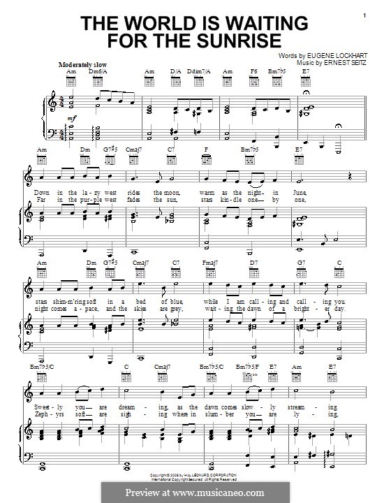 The World is Waiting for the Sunrise by E. Seitz - sheet music on MusicaNeo