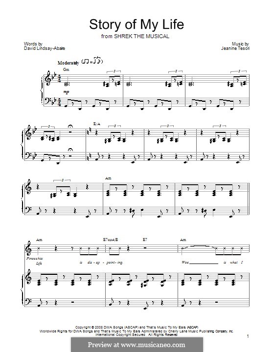 Story of My Life (Shrek the Musical) by J. Tesori on MusicaNeo