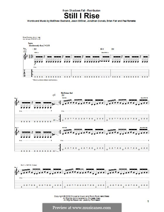 Still I Rise (Shadows Fall): For guitar with tab by Brian Fair, Jason Bittner, Jonathan Donais, Matthew Bachand, Paul Romanko