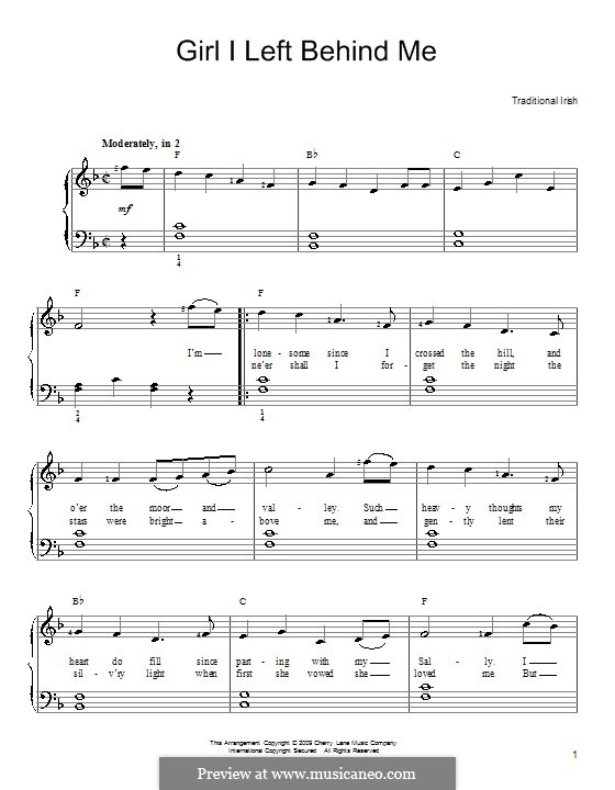girl i left behind me by folklore sheet music on musicaneo the girl i left behind me sheet music