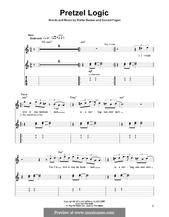 Pretzel Logic (Steely Dan): For guitar with tab by Donald Fagen, Walter Becker