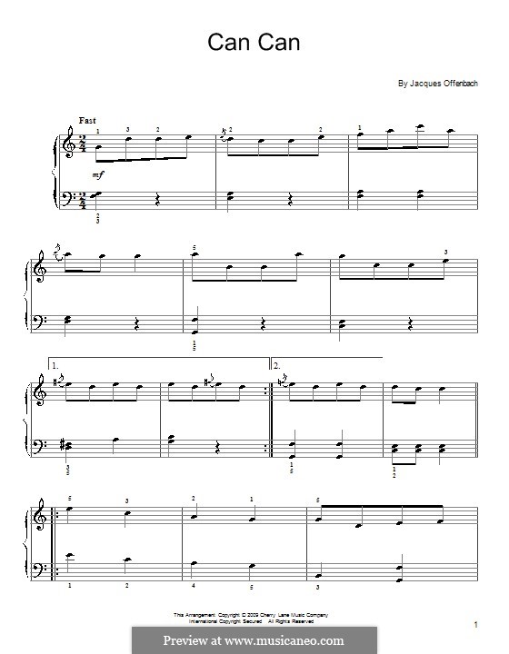 Can-Can (Printable Scores): Version for easy piano by Jacques Offenbach