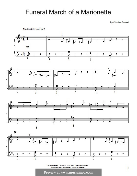 Funeral March Of Marionette By C Gounod Sheet Music On Musicaneo