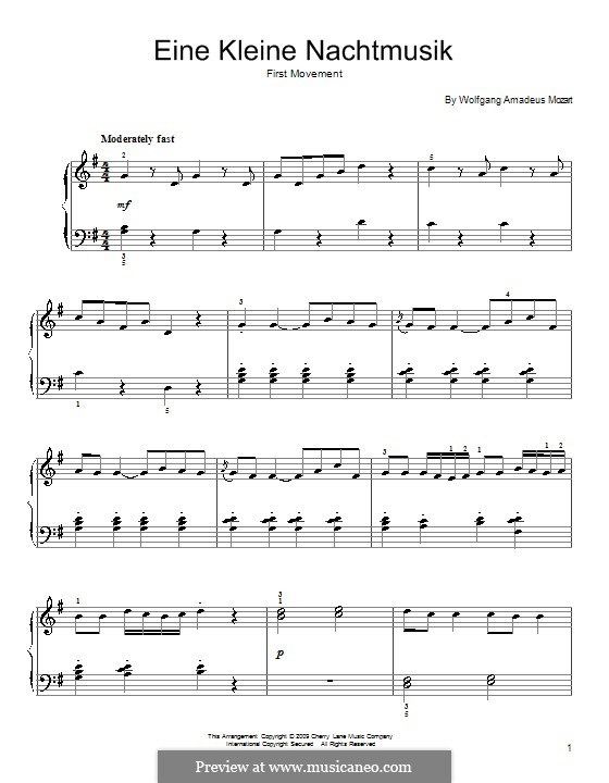 Allegro, for piano: Easy version by Wolfgang Amadeus Mozart