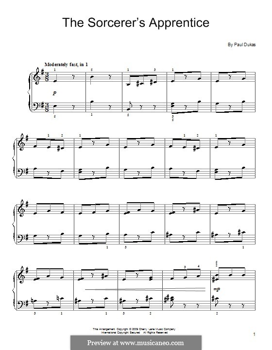 L'apprenti sorcier (The Sorcerer's Apprentice): For easy piano by Paul Dukas