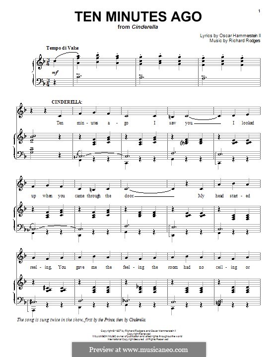 Ten Minutes Ago (from Cinderella): For voice and piano or guitar by Richard Rodgers