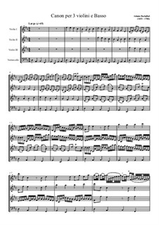 Quartet instrument version: For three violins and cello by Johann Pachelbel