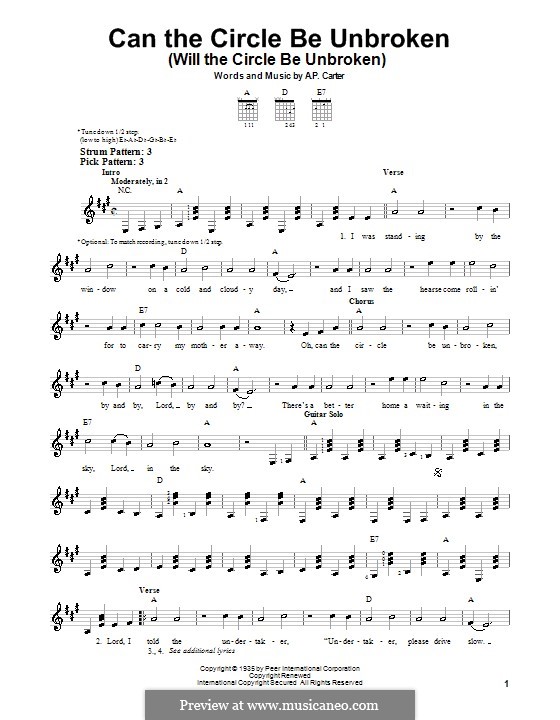 Can the Circle Be Unbroken (Will the Circle Be Unbroken): For easy guitar (The Carter Family) by A.P. Carter