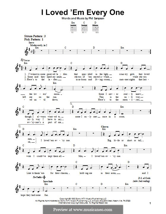 I Loved 'Em Every One: For guitar (very easy version) by Phil Sampson