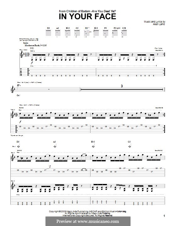 In Your Face (Children of Bodom): For guitar with tab by Alexi Laiho
