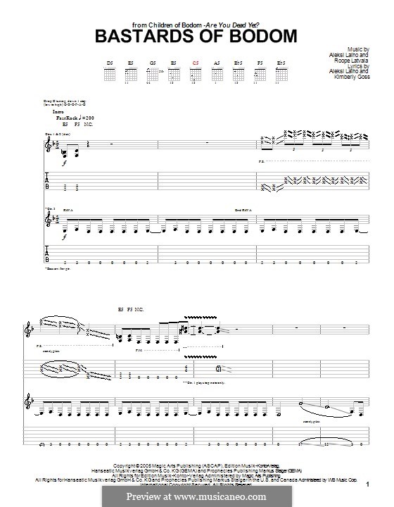 Bastards of Bodom (Children of Bodom): For guitar with tab by Alexi Laiho, Kimberly Goss, Roope Latvala