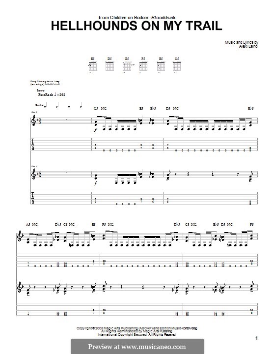 Hellhounds on My Trail (Children of Bodom): For guitar with tab by Alexi Laiho