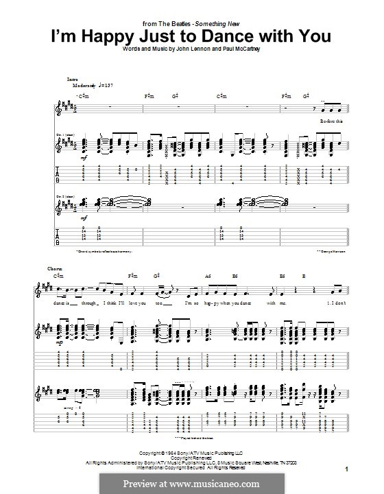 I'm Happy Just to Dance with You (The Beatles): For guitar with tab by John Lennon, Paul McCartney