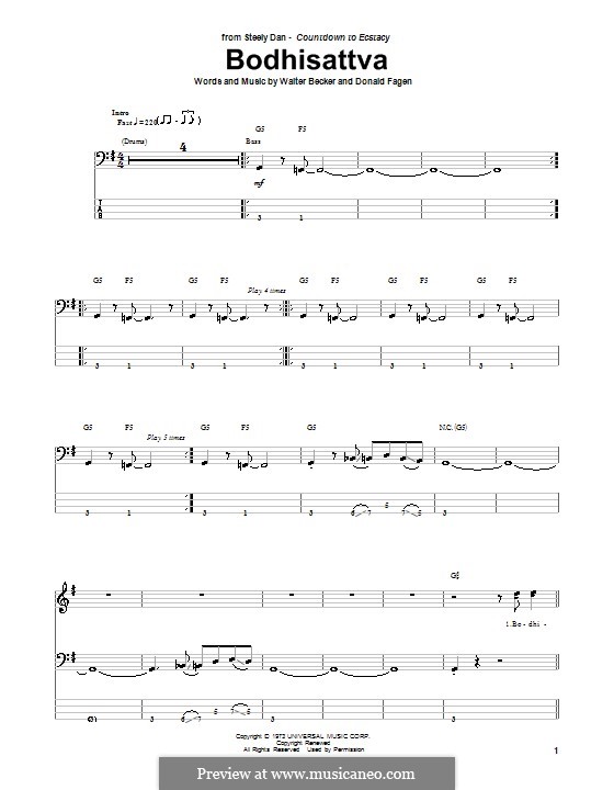 Bodhisattva (Steely Dan): For bass guitar with tab by Donald Fagen, Walter Becker