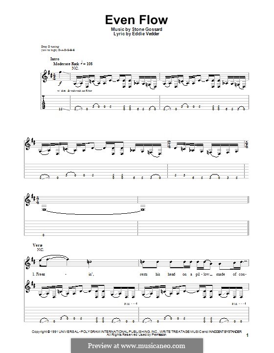Even Flow (Pearl Jam): For guitar with tab by Stone Gossard