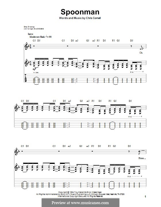 Spoonman (Soundgarden): For guitar with tab by Chris Cornell