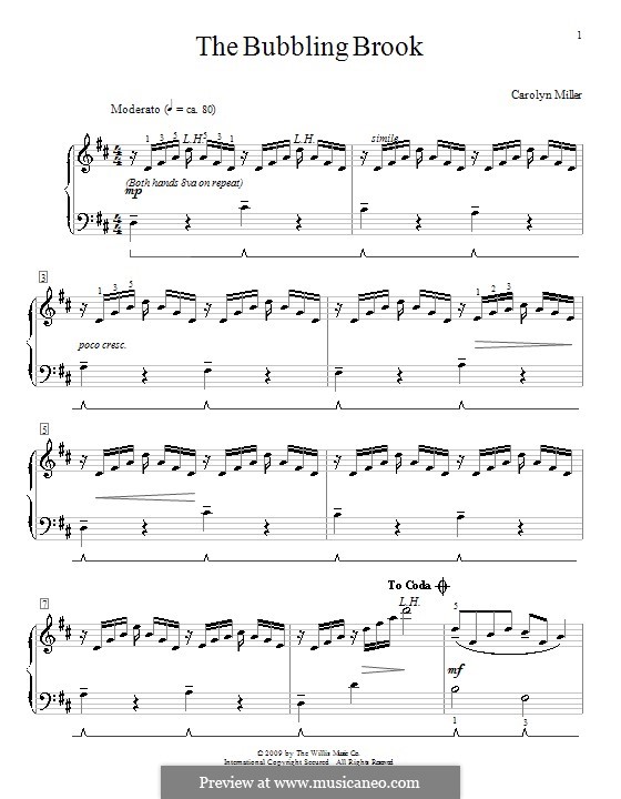 The Bubbling Brook: For piano by Carolyn Miller