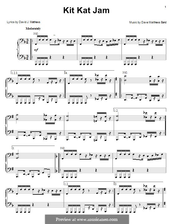 Kit Kat Jam (Dave Matthews Band): For piano by David J. Matthews