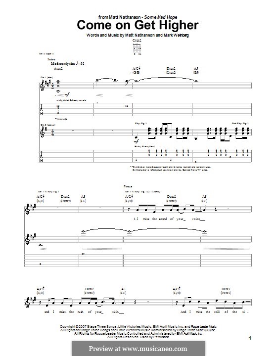 Come On Get Higher: For guitar with tab by Mark Weinberg
