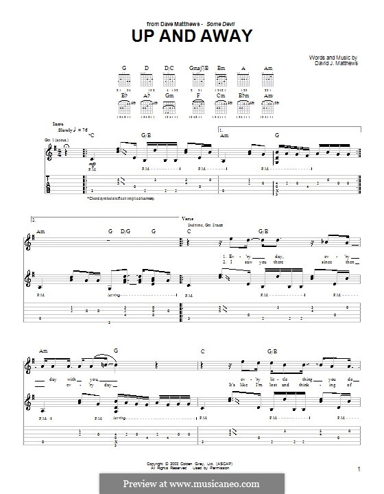 Up and Away: For guitar with tab by David J. Matthews