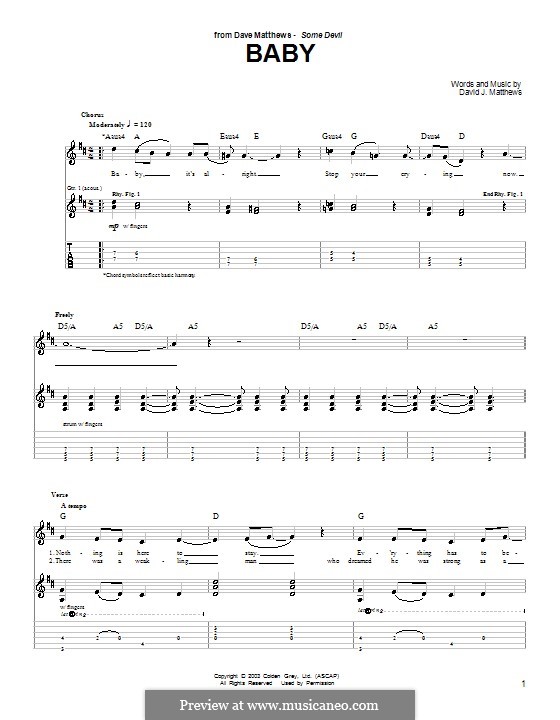 Baby: For guitar with tab by David J. Matthews