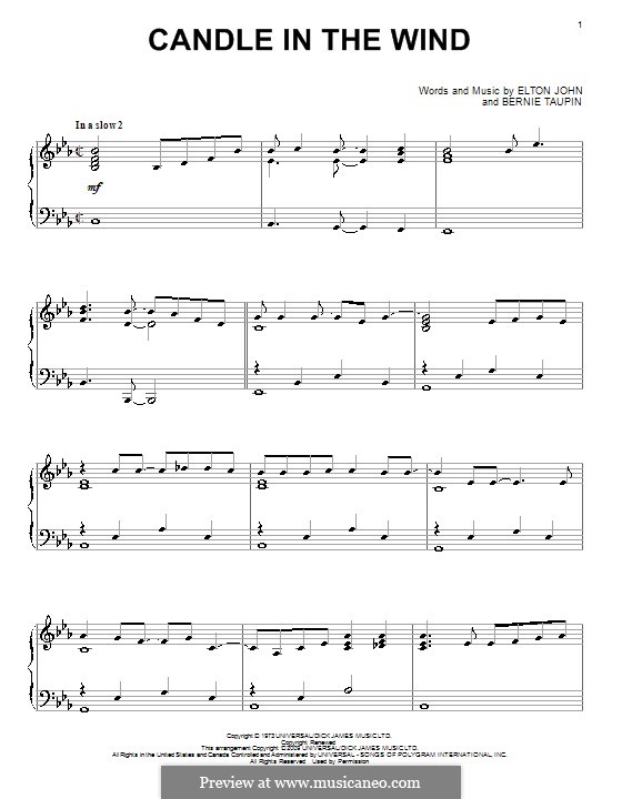 Candle in the Wind: For piano by Elton John