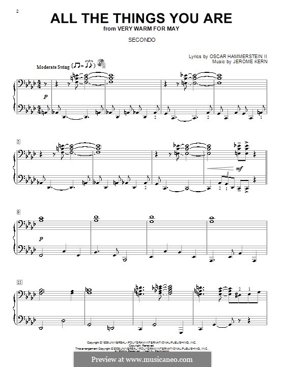 Piano version: Version for piano four hands by Jerome Kern