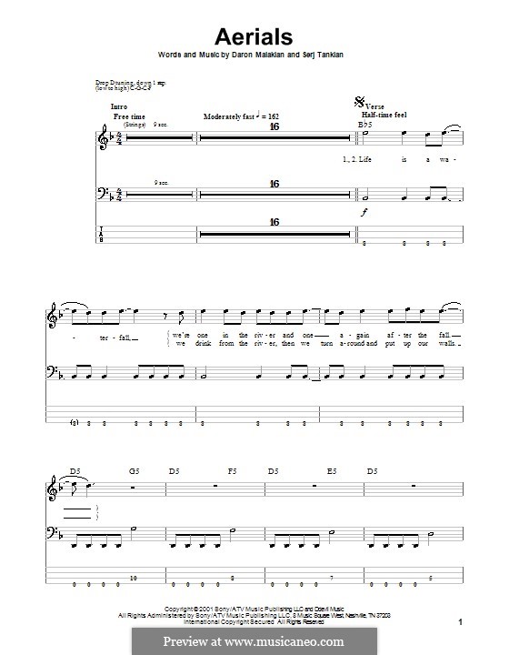 Aerials (System of a Down): For bass guitar with tab by Daron Malakian, Serj Tankian