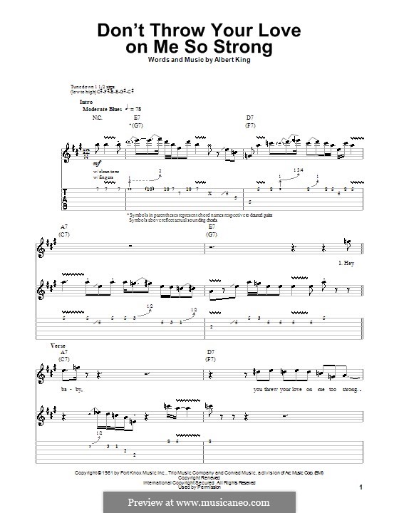 Don't Throw Your Love on Me So Strong: For guitar with tab by Albert King