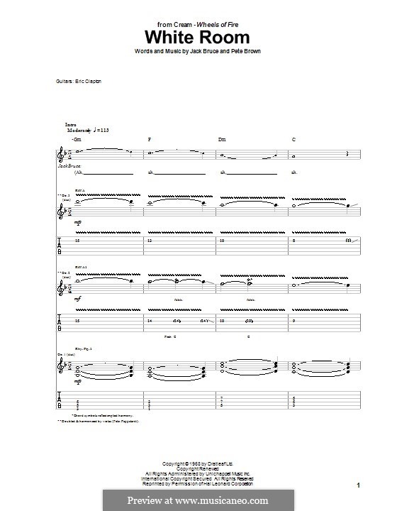 White Room (Cream): For guitar by Jack Bruce, Pete Brown