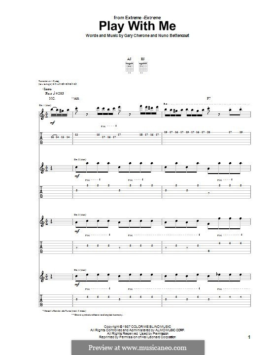 Extreme - Play with me - solo lesson with onscreen tabs 