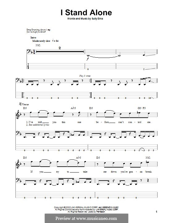 I Stand Alone (Godsmack): For bass guitar with tab by Sully Erna