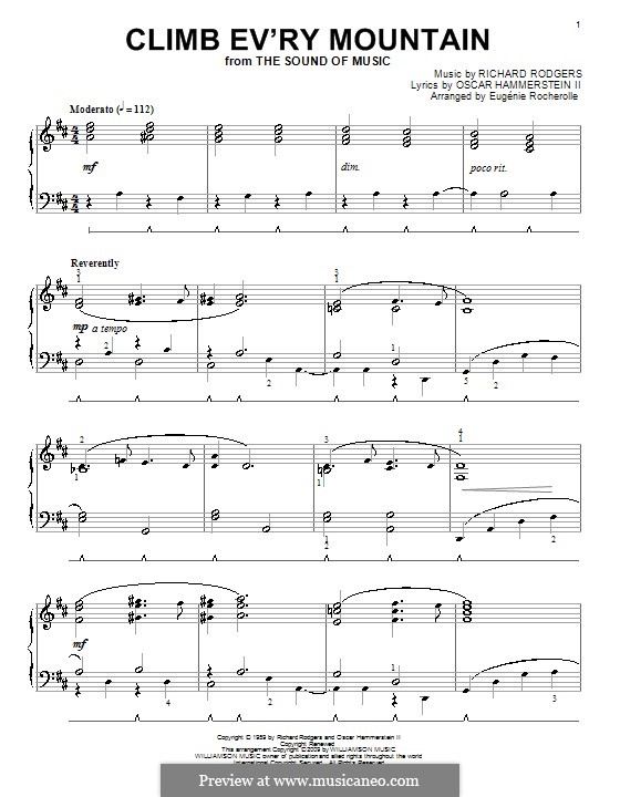 Climb Ev'ry Mountain (from The Sound Of Music): For piano (D Major) by Richard Rodgers