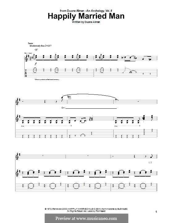 Happily Married Man: For guitar with tab by Duane Allman