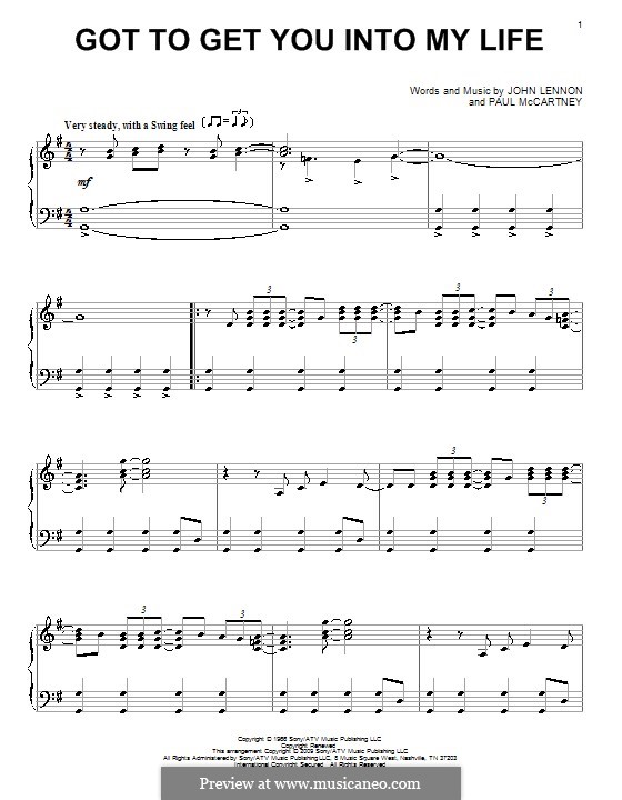 Got To Get You Into My Life (The Beatles): For piano by John Lennon, Paul McCartney