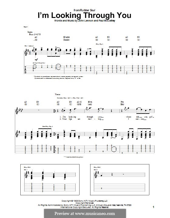 I'm Looking Through You (The Beatles): For guitar with tab by John Lennon, Paul McCartney